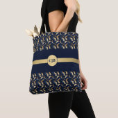 Persoonlijke Navy & Goud Abstracte Tote Bag (Dichtbij)