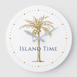 Persoonlijke Navy Gouden Artistieke Palmboom Tropi Grote Klok