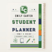 Persoonlijke Navy Groene Wetenschap School Cover Planner (Achterkant)