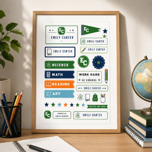 Persoonlijke Navy Groene Wetenschap School Hoes Poster