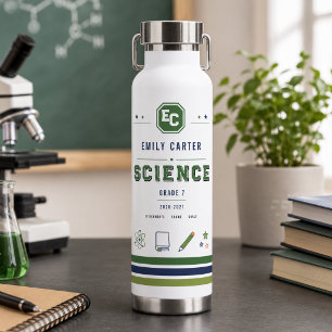 Persoonlijke Navy Groene Wetenschap School Hoes Waterfles