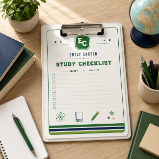 Persoonlijke Navy Groene Wetenschap School Omslag Klembord