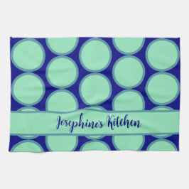 Persoonlijke Navy Mint Stippenpatroon Moderne Theedoek