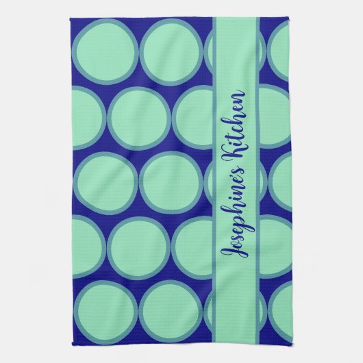Persoonlijke Navy Mint Stippenpatroon Moderne Theedoek (Verticaal)