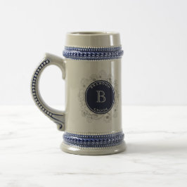 Persoonlijke Navy Monogram Bruidegom Geschenk Stei Bierpul