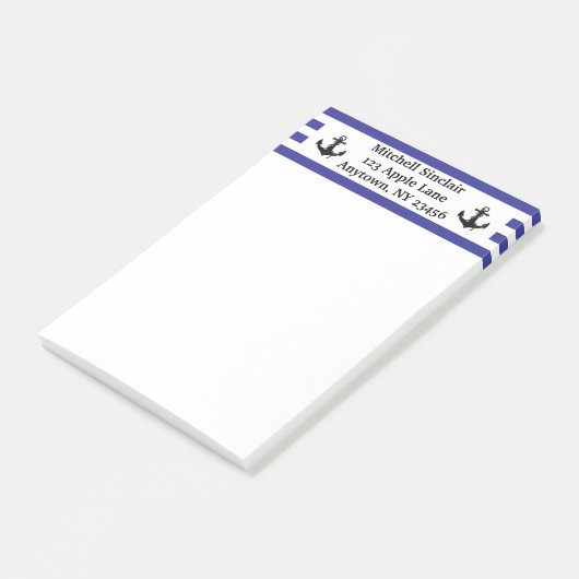 Persoonlijke Navy Strepen met Ankers Post-it® Notes (Schuin)