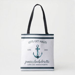Persoonlijke Navy & Witte Bachelorette Tote Bag