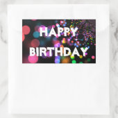 Persoonlijke Neon Colorful Bokeh Happy Birthday Rechthoekige Sticker (Tas)