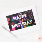 Persoonlijke Neon Colorful Bokeh Happy Birthday Rechthoekige Sticker (Envelop)