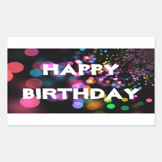 Persoonlijke Neon Colorful Bokeh Happy Birthday Rechthoekige Sticker