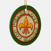 Persoonlijke Neon Fleur de Lis Peace Love Gumbo Keramisch Ornament (Rechts)