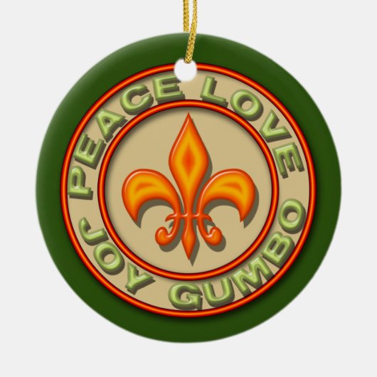 Persoonlijke Neon Fleur de Lis Peace Love Gumbo Keramisch Ornament (Voorkant)