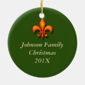 Persoonlijke Neon Fleur de Lis Peace Love Gumbo Keramisch Ornament (Achterkant)