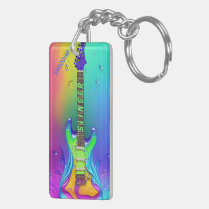 Persoonlijke Neon Gitaar Muziek Liefhebber Sleutelhanger