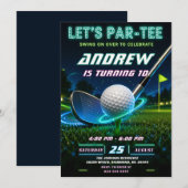 Persoonlijke Neon Golf Verjaardag Kaart (Voorkant / Achterkant)