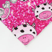 Persoonlijke neon hot roze glitter koe head fleece deken (Hoek)