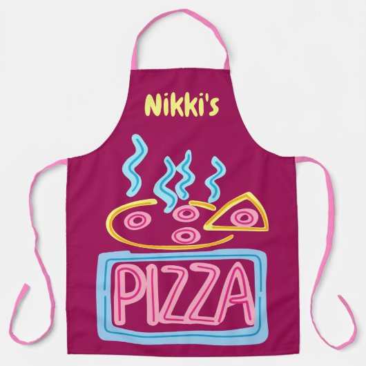 Persoonlijke Neon Pizza Schort (Voorkant)