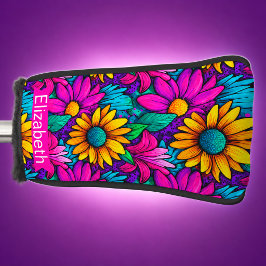 Persoonlijke Neon Pop Art Madeliefjes Bloem Golfheadcover