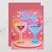 Persoonlijke Neon Uitnodiging voor Feesttijd (Voorkant / Achterkant)