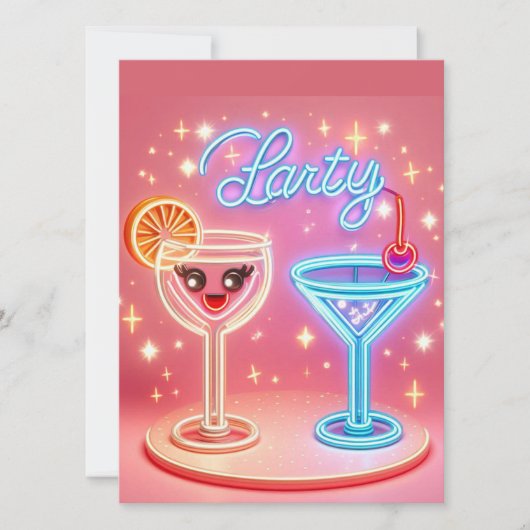 Persoonlijke Neon Uitnodiging voor Feesttijd (Voorkant)