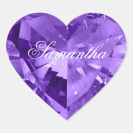 Persoonlijke Nep Glanzende Amethyst Paarse Edelste Hart Sticker