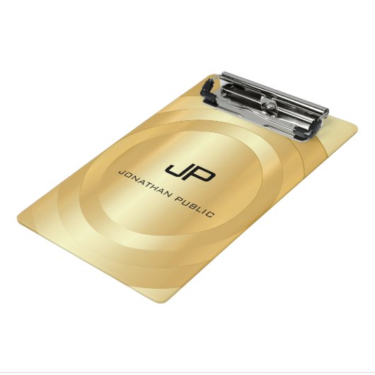 Persoonlijke Nep Gouden Monogram Sjabloon Elegant Mini Klembord (Angled3)