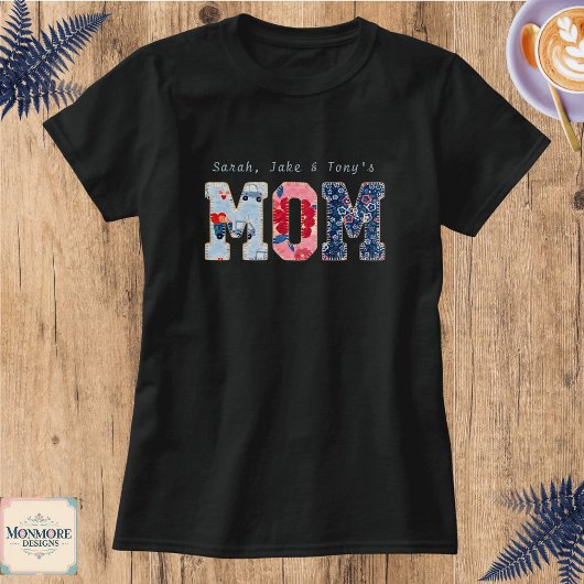 Persoonlijke nep-patchwork voor mama t-shirt