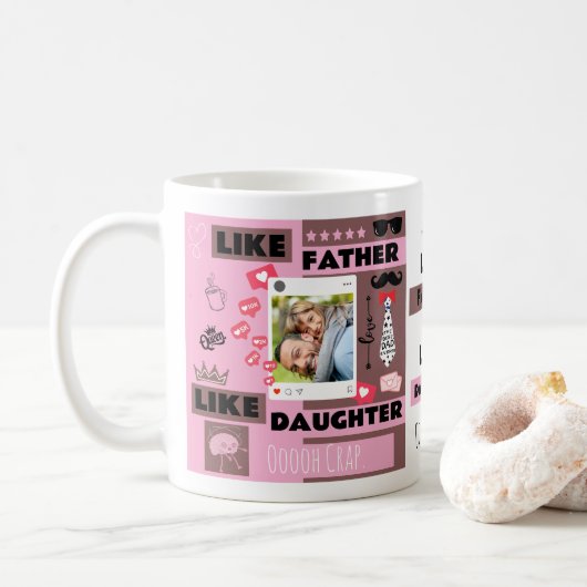 Persoonlijke "Net als vader, net als dochter, o je Koffiemok (Met donut)
