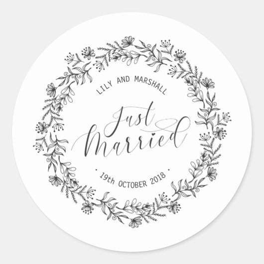 Persoonlijke 'Net Getrouwd' Bloemen | Sticker Zege (Voorkant)