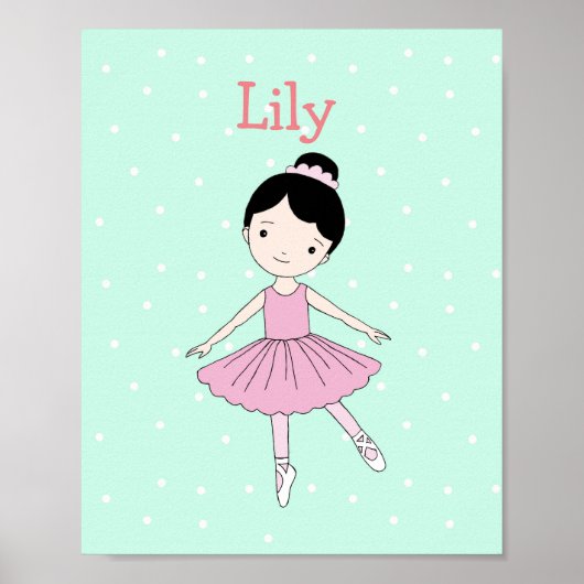 Persoonlijke neursery Art Afdrukken Ballerina Girl Poster (Voorkant)