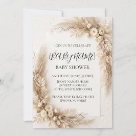 Persoonlijke Neutrale Boho Baby Shower Uitnodiging