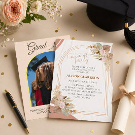 Persoonlijke Neutrale Boho Foto Afstudeerfeest Kaart