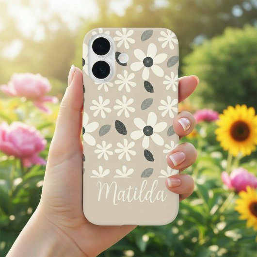 Persoonlijke neutrale kleur madeliefje Case-Mate iPhone case