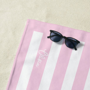 Persoonlijke Neutrale Streep Aangepaste Initialen Strandlaken