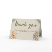 Persoonlijke neutrale teddybeer babyshower bedankk