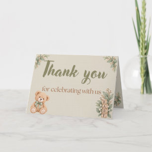 Persoonlijke neutrale teddybeer babyshower bedankk bedankkaart