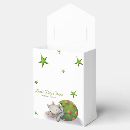 Persoonlijke Neutrale Triceratops Dinosaur Party Bedankdoosjes (Geopend)