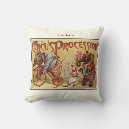 Persoonlijke New Baby Boy's Room Circus Elephant Kussen (Voorkant)