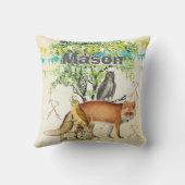 Persoonlijke New Baby Boy's Room Cute Fox and Owl Kussen (Achterkant)