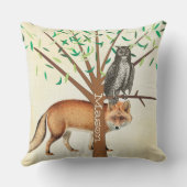 Persoonlijke New Baby Boy's Room Cute Fox and Owl Kussen (Achterkant)