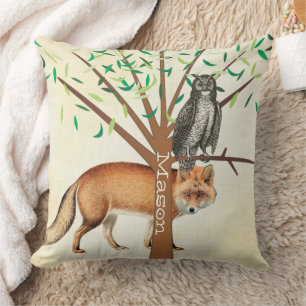 Persoonlijke New Baby Boy's Room Cute Fox and Owl Kussen