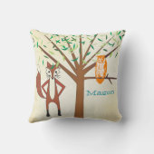 Persoonlijke New Baby Boy's Room Cute Fox and Owl Kussen (Achterkant)