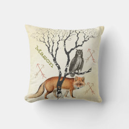 Persoonlijke New Baby Boy's Room Cute Fox and Owl Kussen