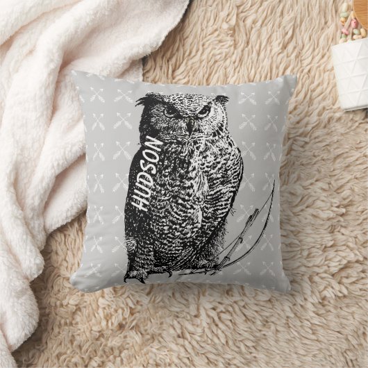 Persoonlijke New Baby Boy's Room Grey Owl Kussen (Deken)