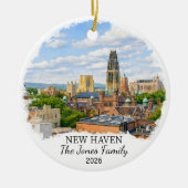Persoonlijke New Haven Versiering Aangepaste Conne Keramisch Ornament (Voorkant)