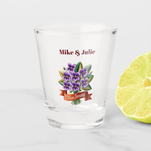 Persoonlijke New Jersey Staatsbloem Shot Glas (Voorkant)