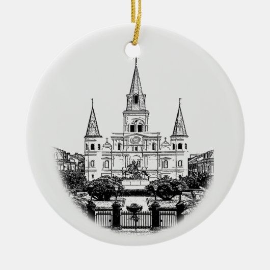 Persoonlijke New Orleans Jackson Square Kerstmis Keramisch Ornament (Voorkant)