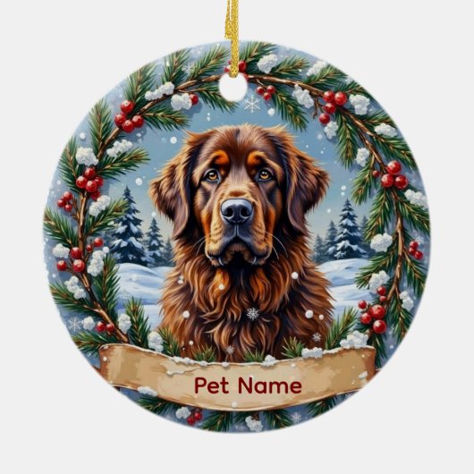 Persoonlijke Newfoundland Kerstmis Keramisch Ornament (Achterkant)