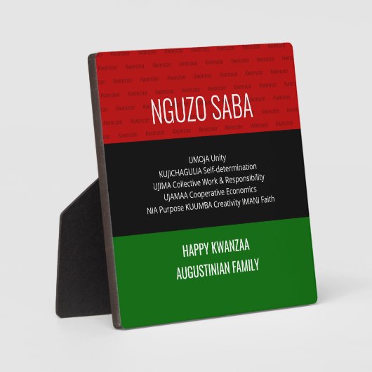 Persoonlijke NGUZO SABA 7 Principes Happy Kwanzaa Fotoplaat (Voorkant)