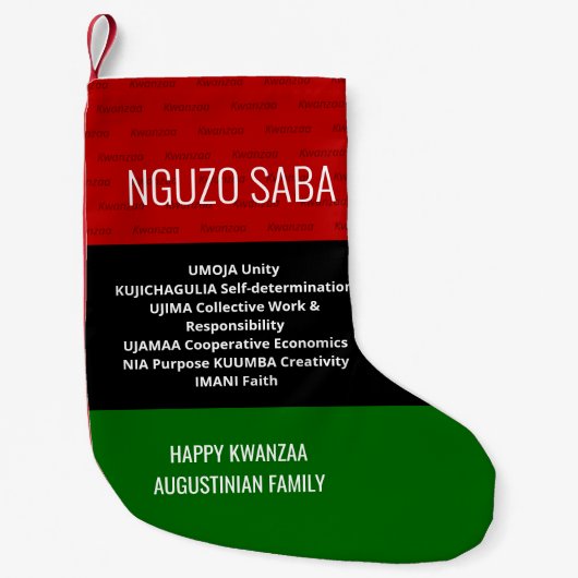 Persoonlijke NGUZO SABA 7 Principes Happy Kwanzaa Kleine Kerstsok (Voorkant)